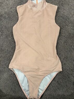 Seea Sleeveless Mock Neck One-Piece Swimsuit in Blush